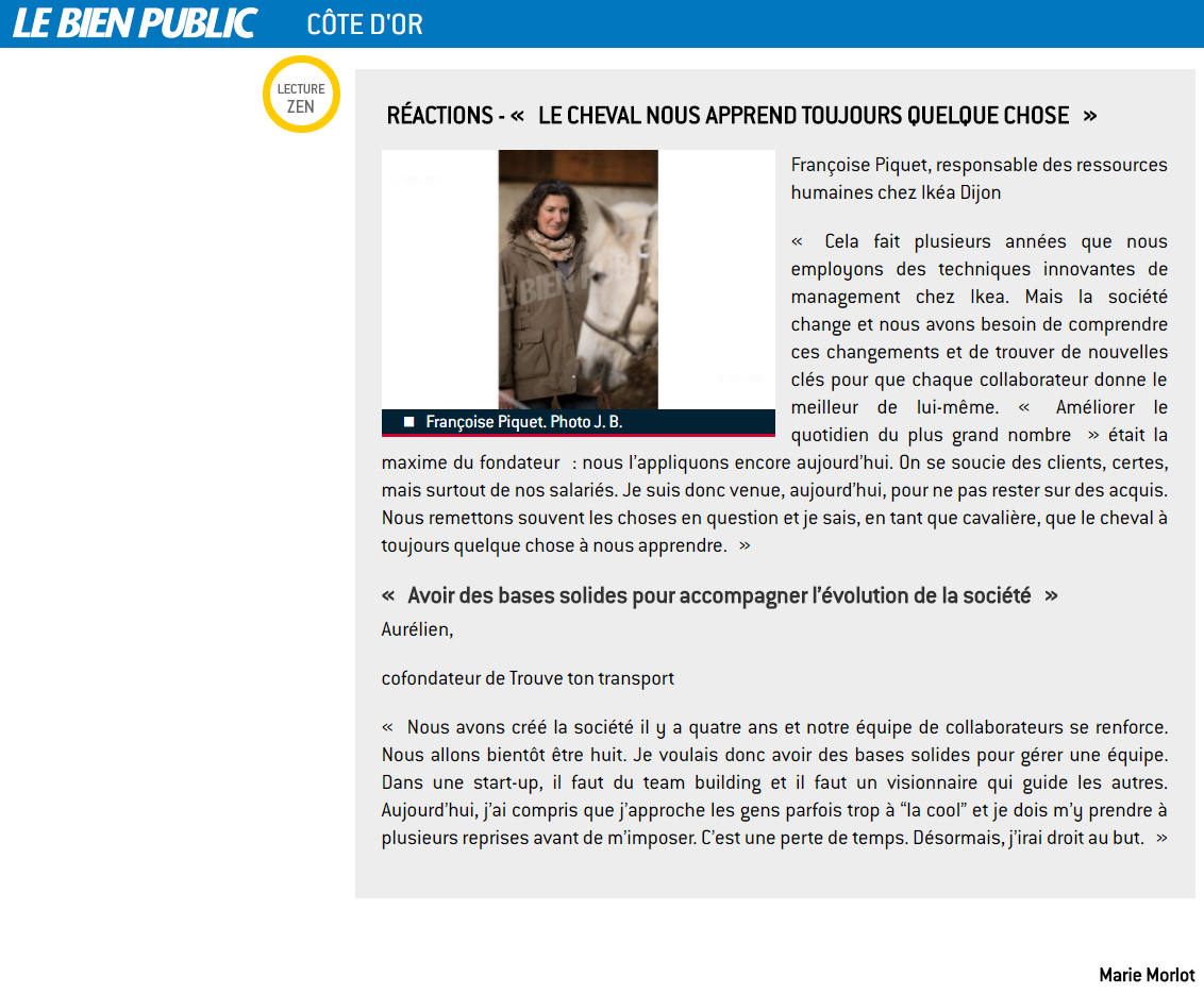 Matinale découverte equicoaching avec le Bien Public